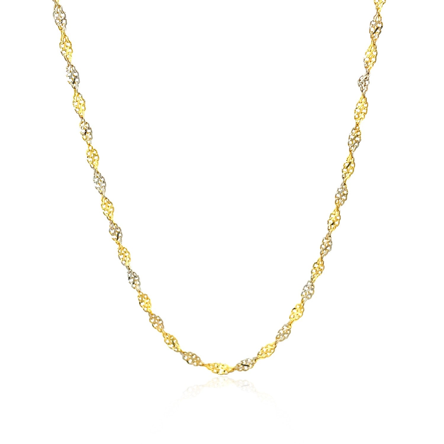 14k Two-Tone Gold Singapore Chain (2.50 mm) in a sleek high-contrast midnight luxury editorial style